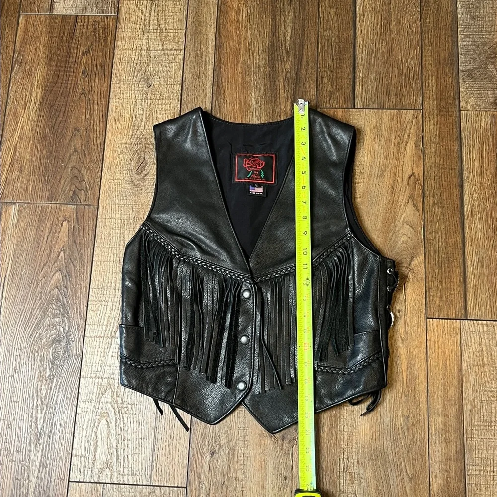 Fashion by Rose Black Leather Fringe Vest - Picture 9 of 9